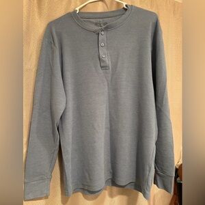 Galaxy By Harvic Men's Long Sleeve Gray Henley